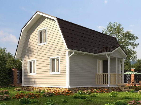 Каркасный дом с ломаной крышей