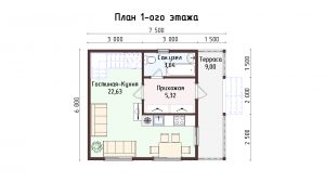 Дом «Панкратов» 6х7,5 м