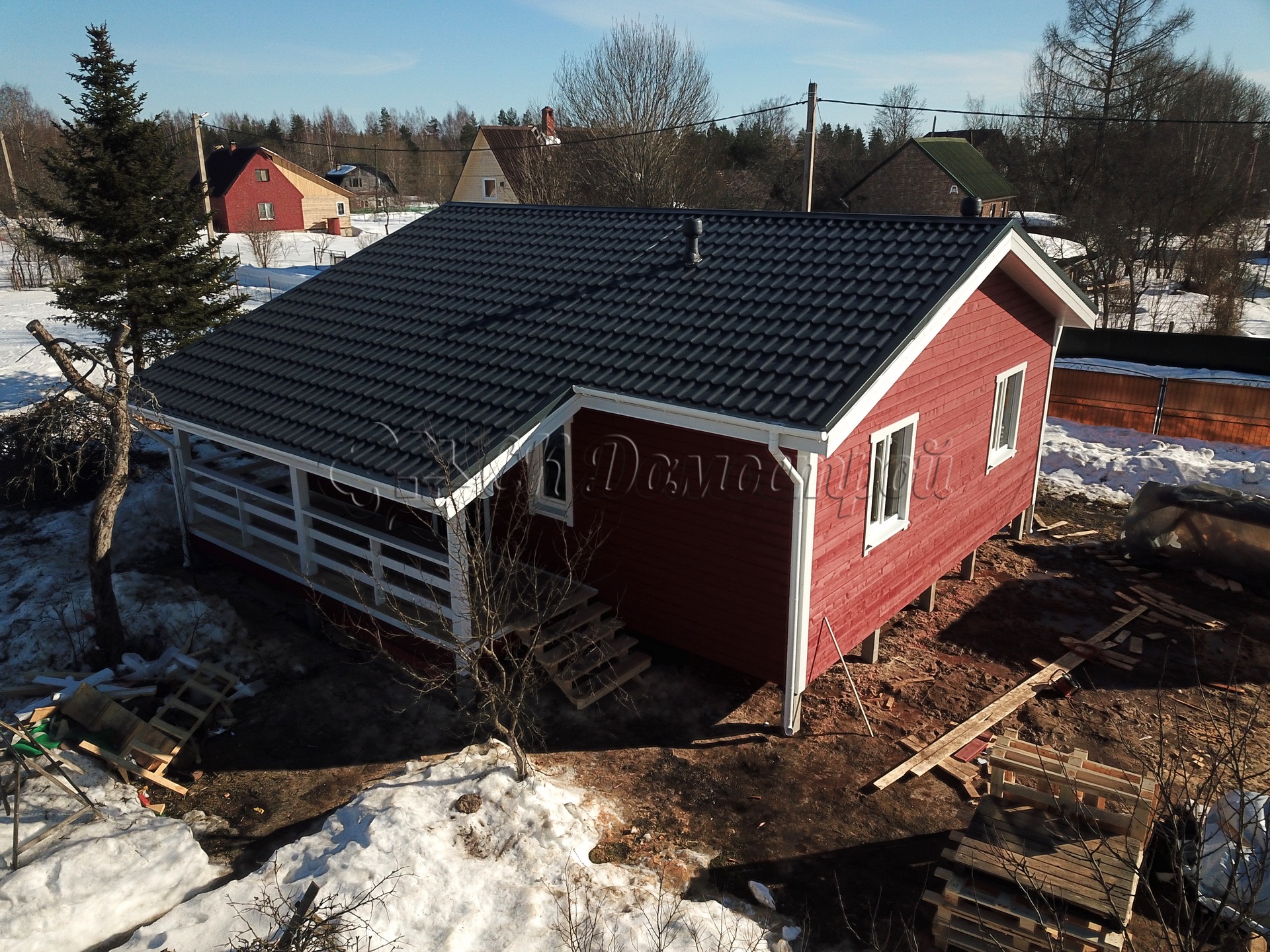 Каркасный дом 9х9,5 деревня Маттия