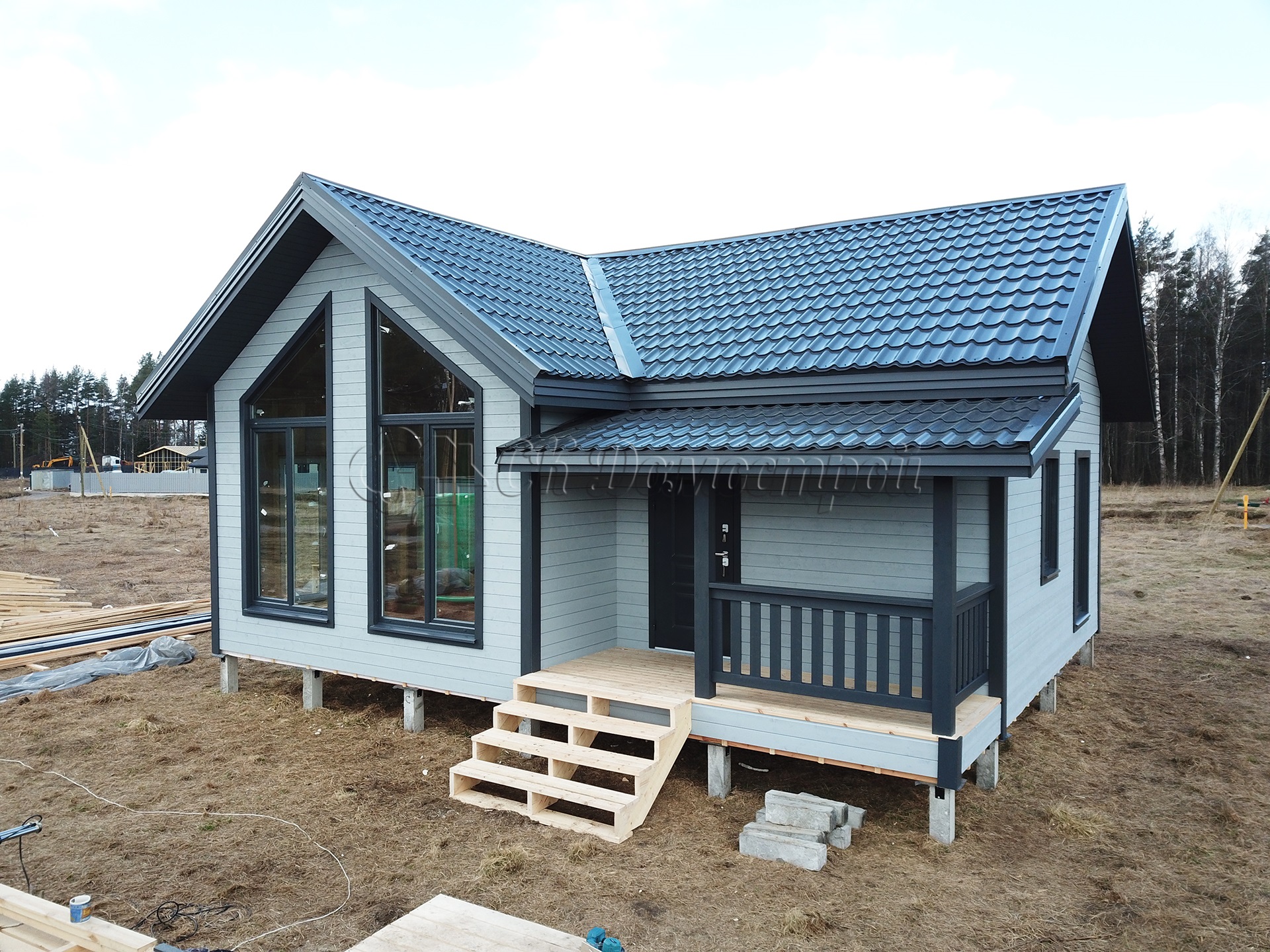 Каркасный дом 7,5х9 деревня Четверяково